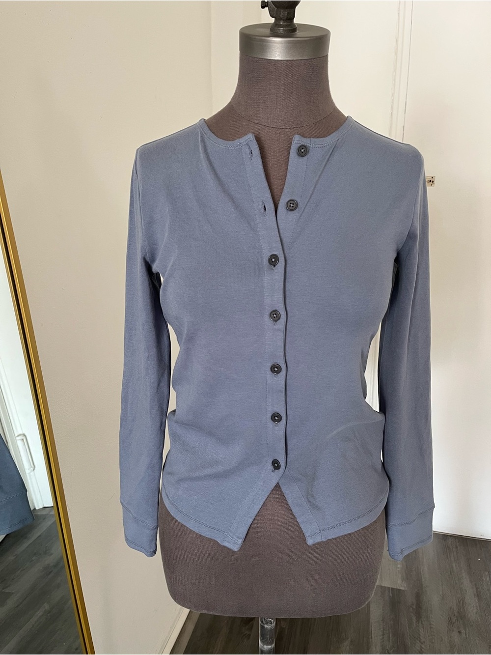 Madewell Blue Button-Front Long Sleeve Top